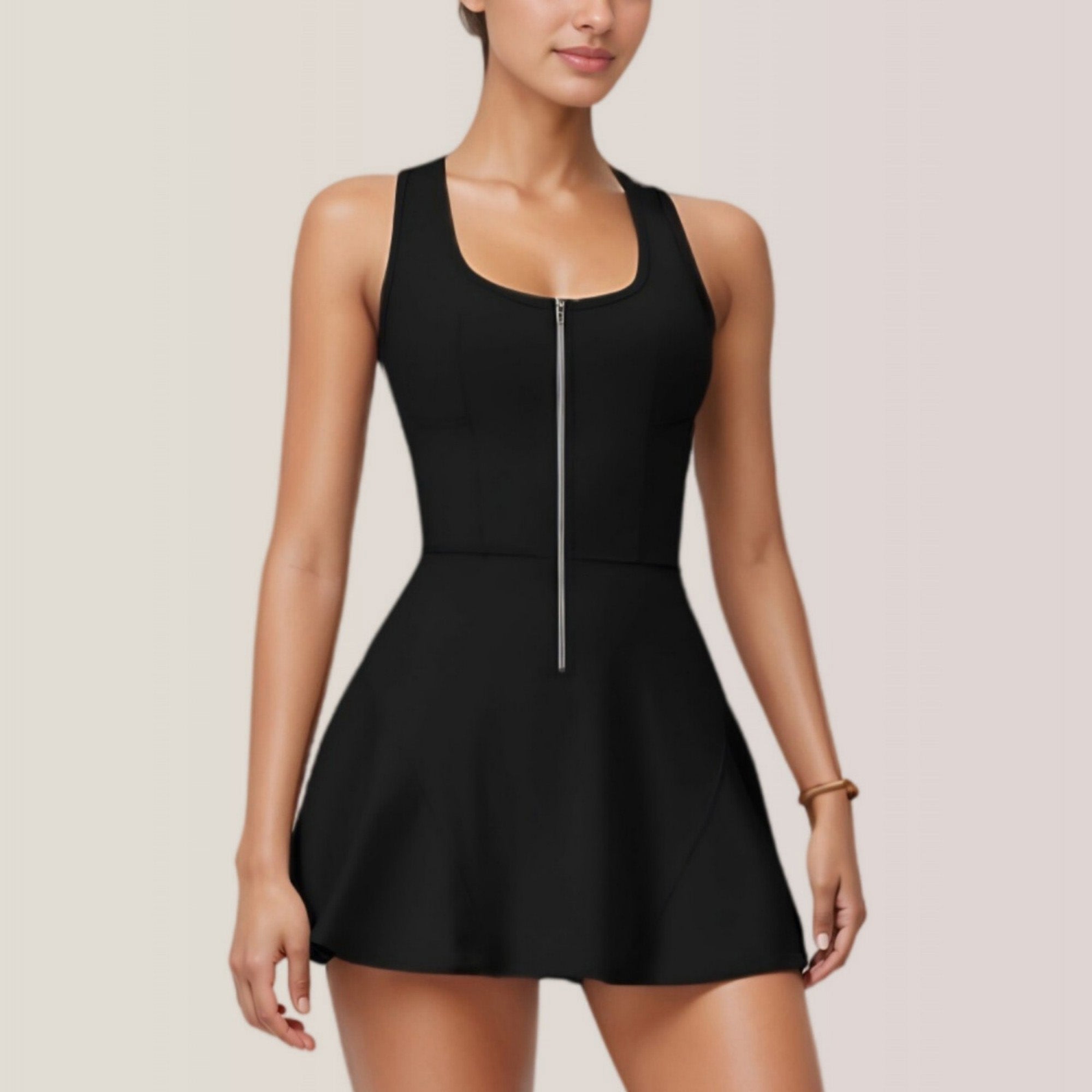 Anna-Kaci Active Women's Activewear Romper with Skirt Overlay and Built-In Shorts Design