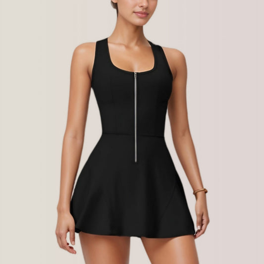 Anna-Kaci Active Women's Activewear Romper with Skirt Overlay and Built-In Shorts Design