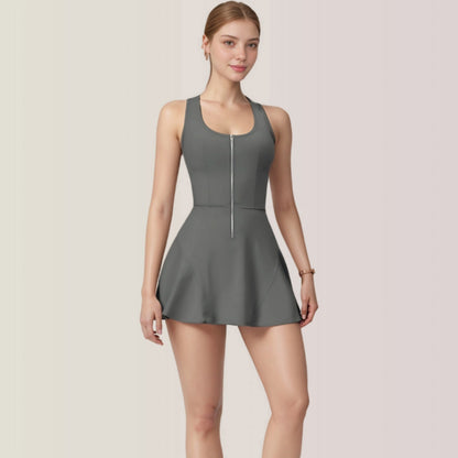 Anna-Kaci Active Women's Activewear Romper with Skirt Overlay and Built-In Shorts Design