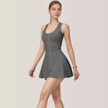 Anna-Kaci Active Women's Activewear Romper with Skirt Overlay and Built-In Shorts Design