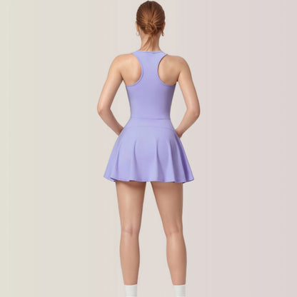 Anna-Kaci Active Women's Activewear Romper with Skirt Overlay and Built-In Shorts Design