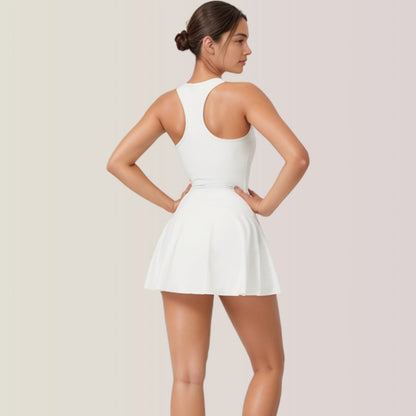 Anna-Kaci Active Women's Activewear Romper with Skirt Overlay and Built-In Shorts Design