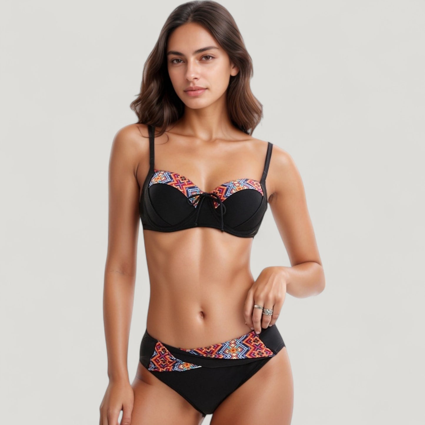 Anna-Kaci Swim Women's Padded Underwire Bikini Set Adjustable Strap Sweetheart Neckline Top and Crossover Waist Bottom