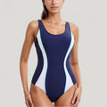 Anna-Kaci Swim Women's One-Piece Swimsuit with Contrast Contour Panels and Scoop Neckline