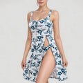 Anna-Kaci Swim Women's Three Piece Floral Swimsuit Set with Sleeveless Dress Overlay and Matching Bikini