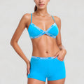 Anna-Kaci Swim Women's Branded Strap Triangle Bralette with Matching Logo Waistband Shorts Swimwear Set