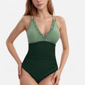 Anna-Kaci Swim Women's One Piece Swimsuit with Ruffled V-Neckline and Adjustable Double Spaghetti Straps
