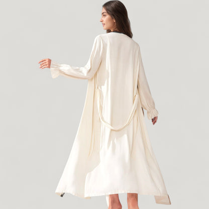 Anna-Kaci Lounge Women's Two-Piece Lounge Nightdress Set with Scoop Neck Button Front and Longline Open Robe