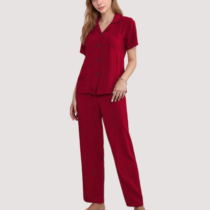 Anna-Kaci Lounge Women's 3-Piece Pajama Set with Bralette Top, Button Down Shirt, and Wide Leg Pants