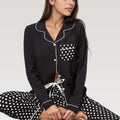Anna-Kaci Lounge Women's Polka Dot Pajama Set with Long Sleeve Button Top and Elastic Waist Pants