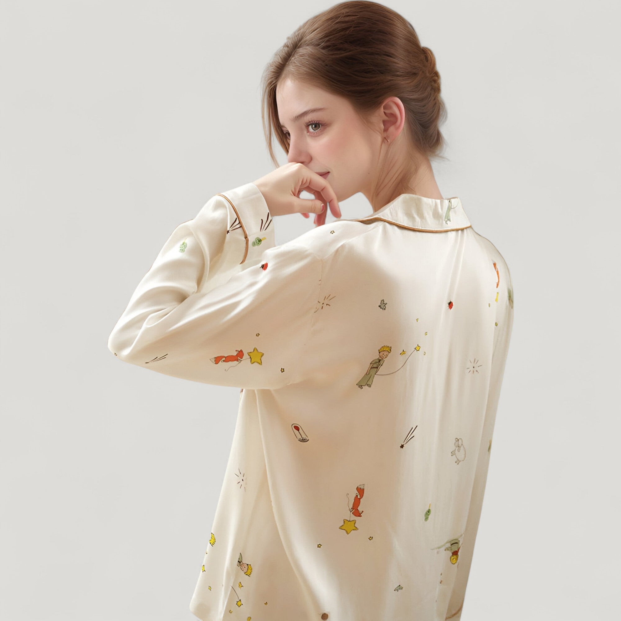Anna-Kaci Lounge Women's Button-Down Two-Piece Pajama Set with Allover Whimsical Print and Chest Pocket
