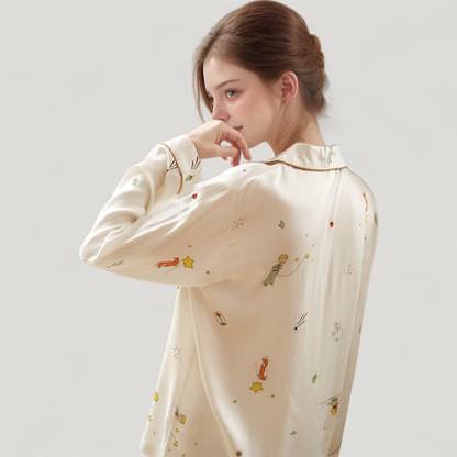 Anna-Kaci Lounge Women's Button-Down Two-Piece Pajama Set with Allover Whimsical Print and Chest Pocket
