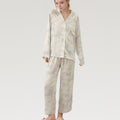 Anna-Kaci Lounge Women's Satin Floral Pajama Set with Button-Up Long Sleeve Top and Relaxed Fit Pants