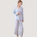 Anna-Kaci Lounge Women's Light Woven Pajama Set with Whimsical Floral Outline Print and Relaxed Button-Up Fit