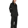 Anna-Kaci Lounge Women's Relaxed Fit Satin Button-Down Shirt and Wide Leg Pants Two-Piece Lounge Pajama Set