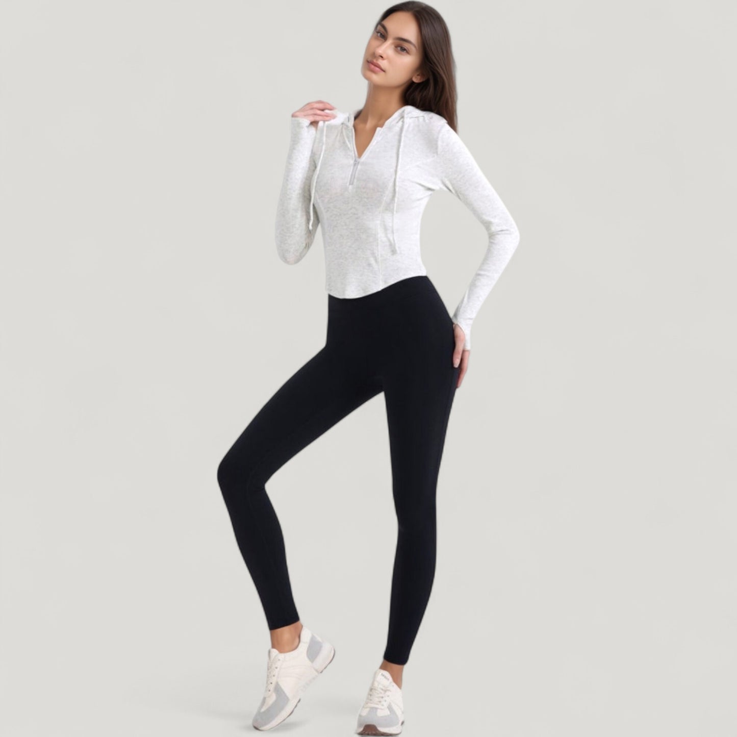 Anna-Kaci Active Women's Long Sleeve Pullover Hoodie Top with Half Zip Front and Thumbhole Cuffs