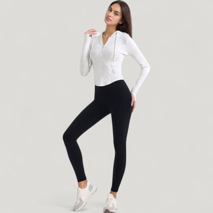 Anna-Kaci Active Women's Long Sleeve Pullover Hoodie Top with Half Zip Front and Thumbhole Cuffs