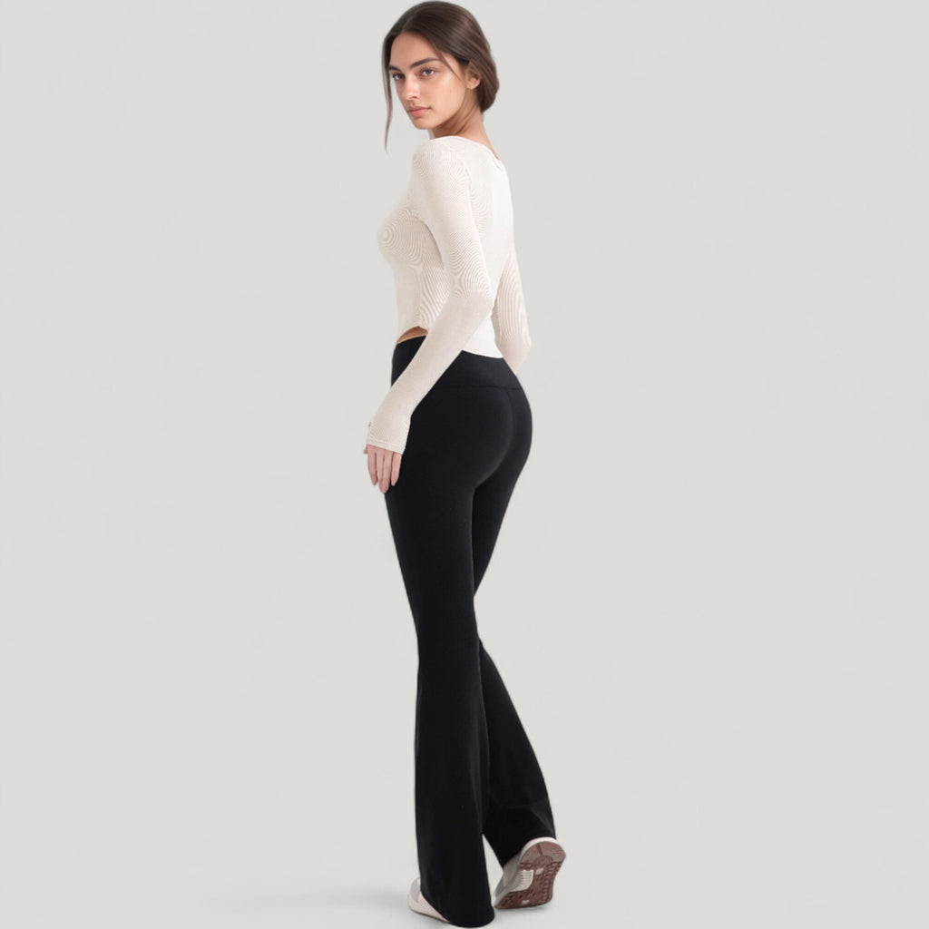 Anna-Kaci Active Women's Long Sleeve Pullover Top with Deep Scoop Neck and Fitted Stretch Design