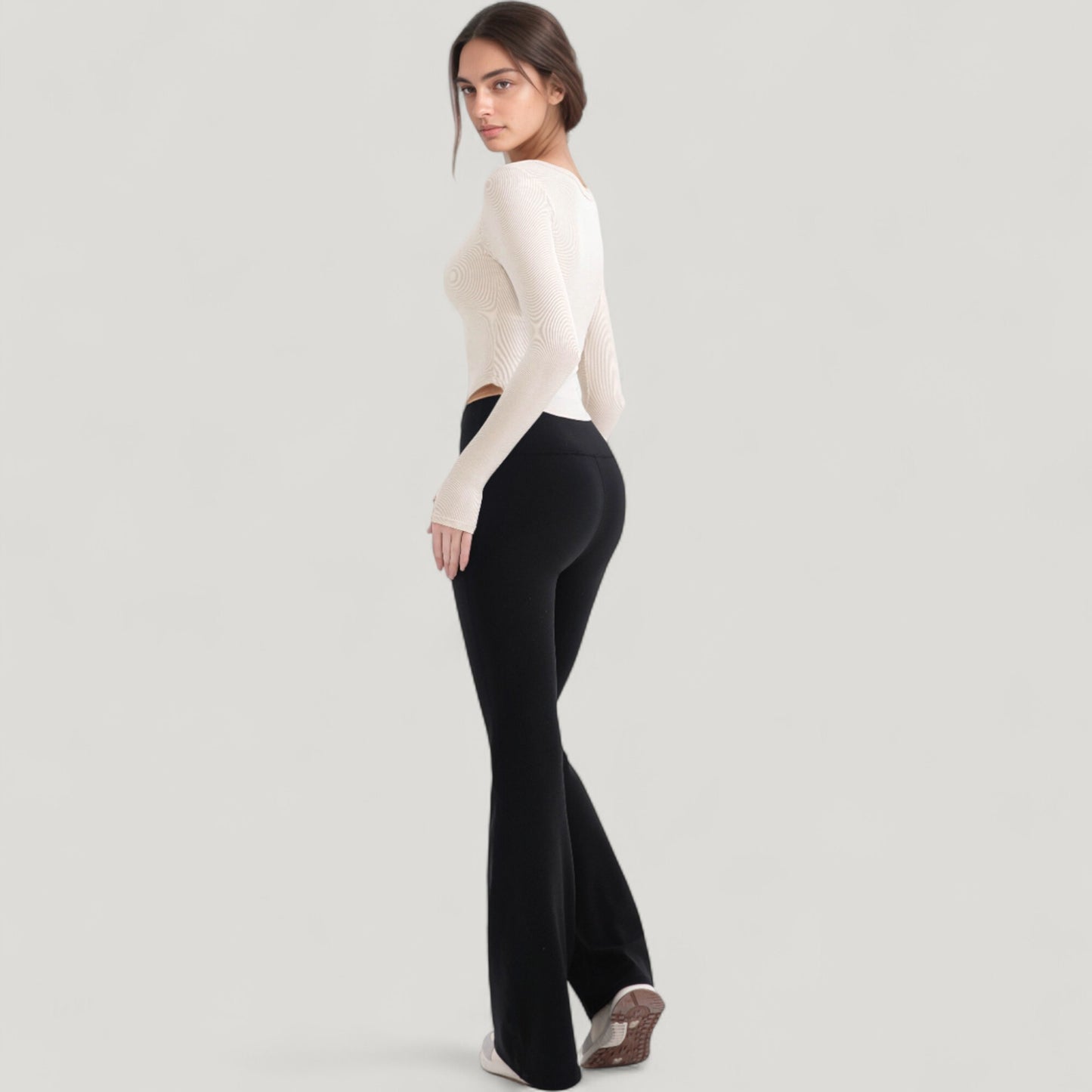 Anna-Kaci Active Women's Long Sleeve Pullover Top with Deep Scoop Neck and Fitted Stretch Design
