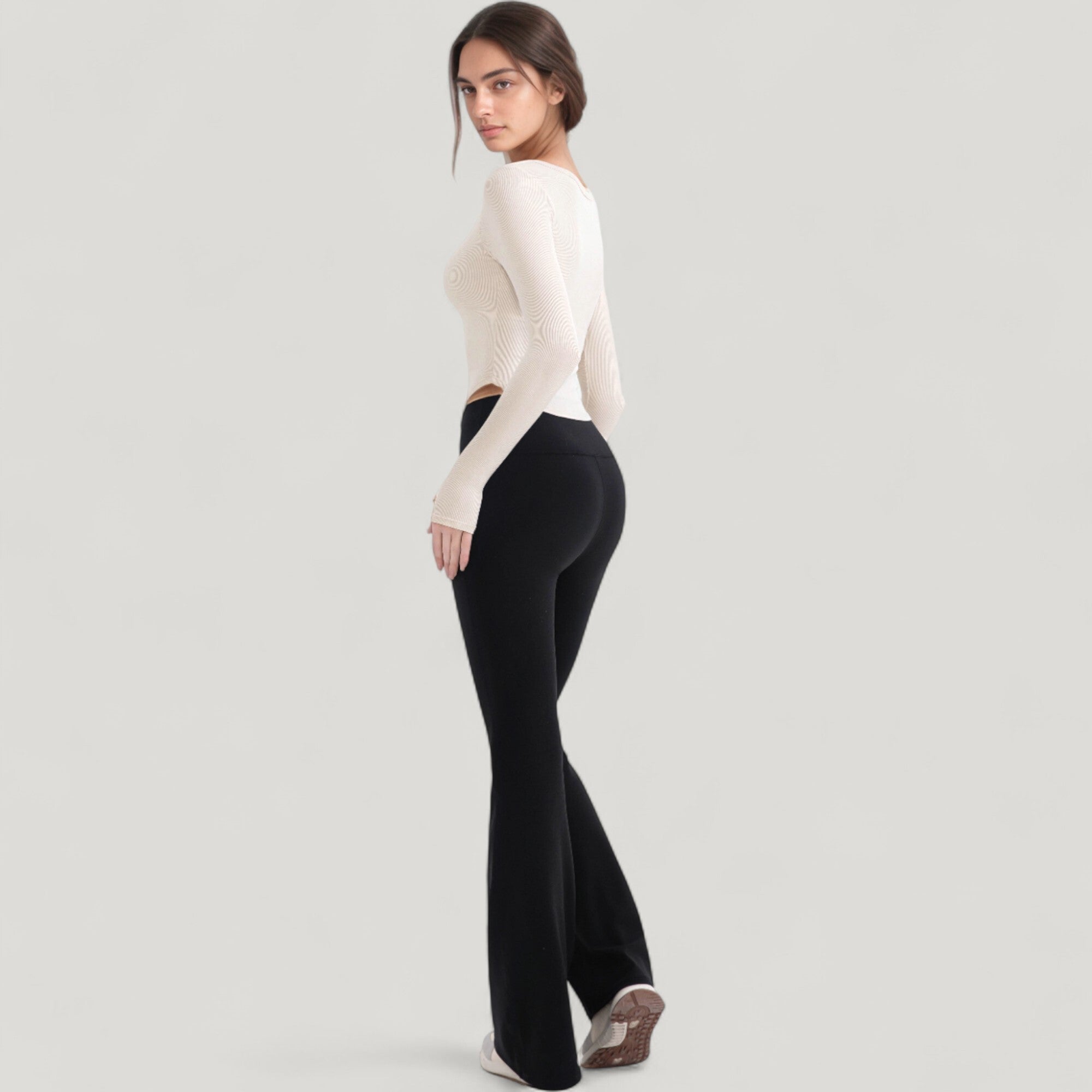 Anna-Kaci Active Women's Long Sleeve Pullover Top with Deep Scoop Neck and Fitted Stretch Design