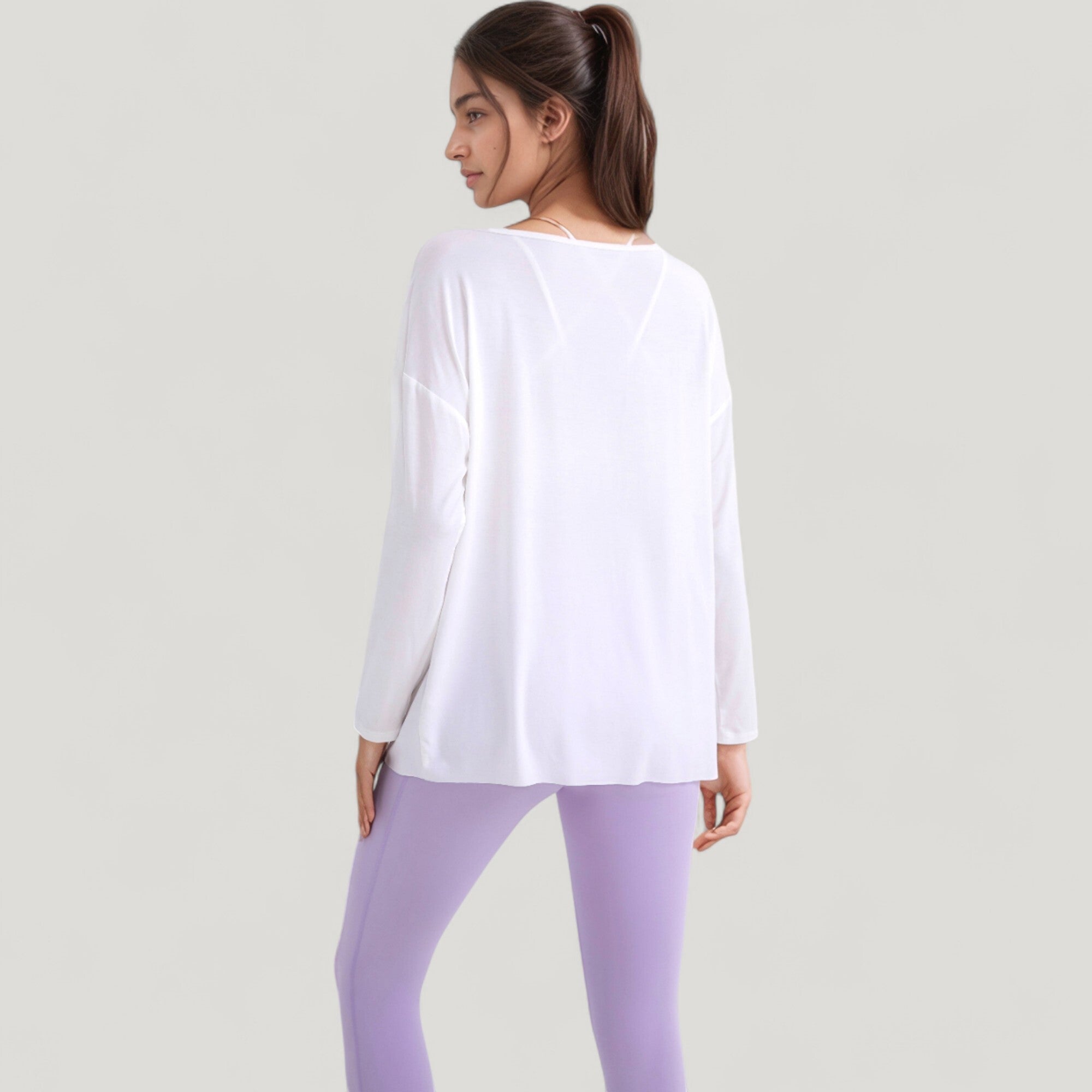Anna-Kaci Active Women's Long Sleeve Pullover Top with Cutout Scoop Neck and Side Slit Hem