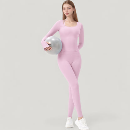 Anna-Kaci Active Women's Long Sleeve Ribbed Knit Fitted Top with Asymmetrical Neckline and Thumbhole Cuffs