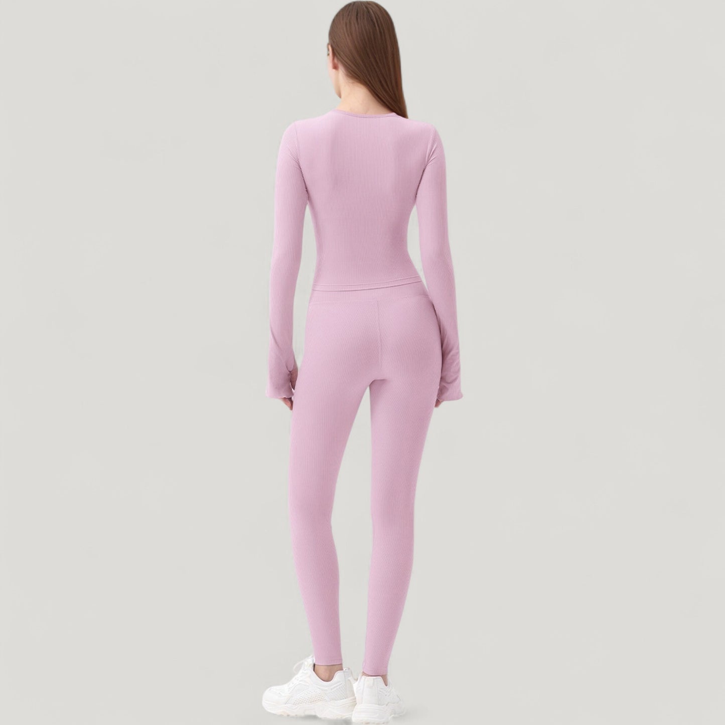 Anna-Kaci Active Women's Long Sleeve Ribbed Knit Fitted Top with Asymmetrical Neckline and Thumbhole Cuffs