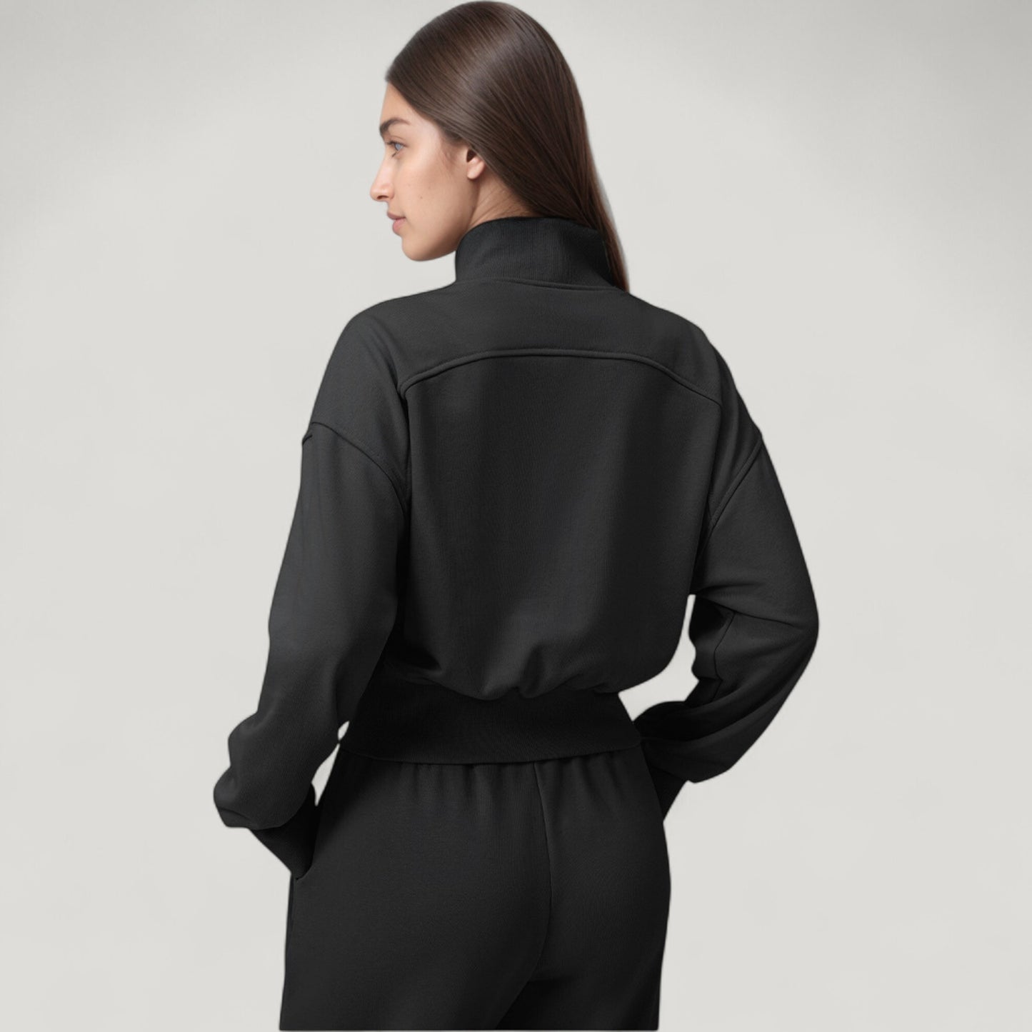 Anna-Kaci Active Women's Cropped Zip-Up Jacket with High Collar and Long Sleeves