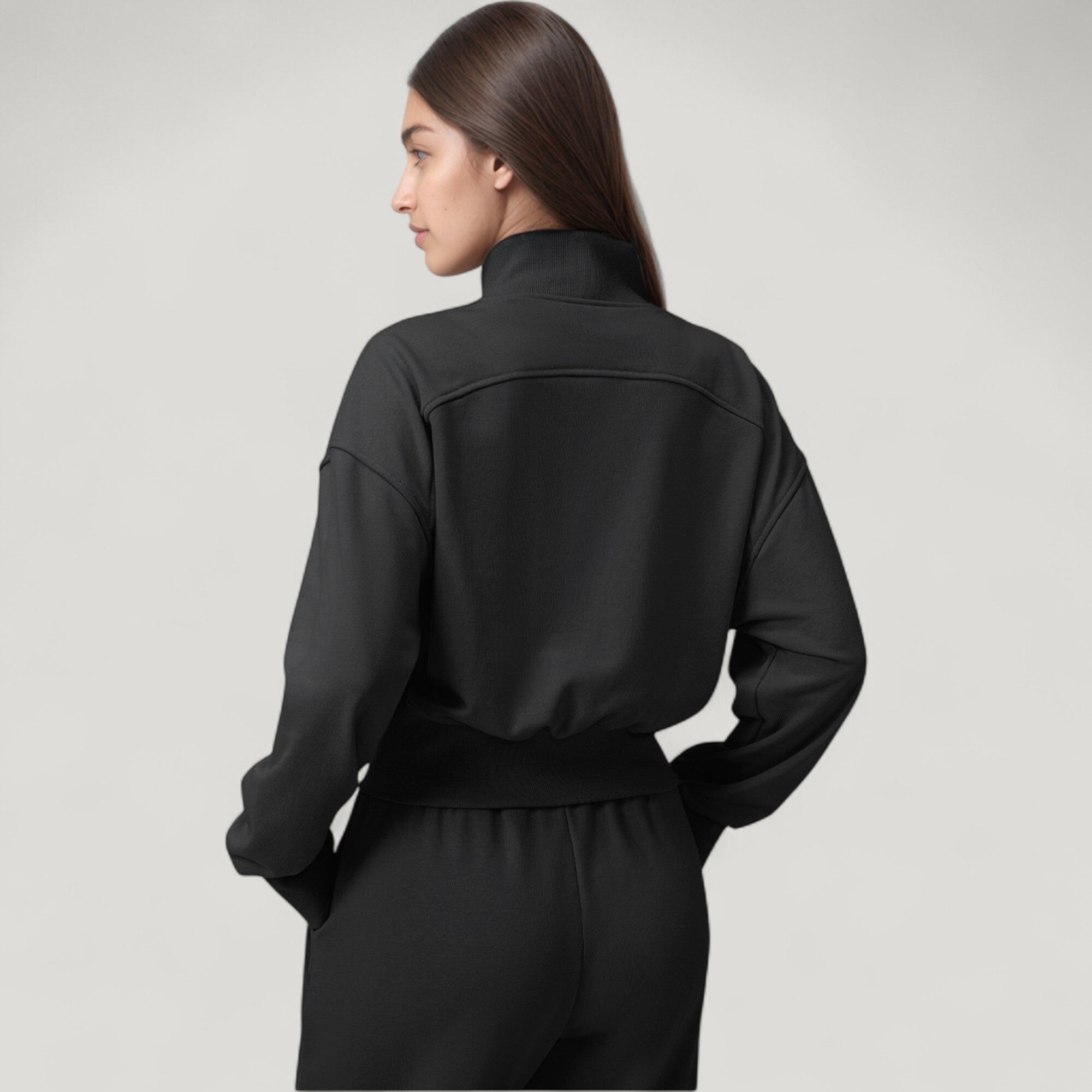 Anna-Kaci Active Women's Cropped Zip-Up Jacket with High Collar and Long Sleeves