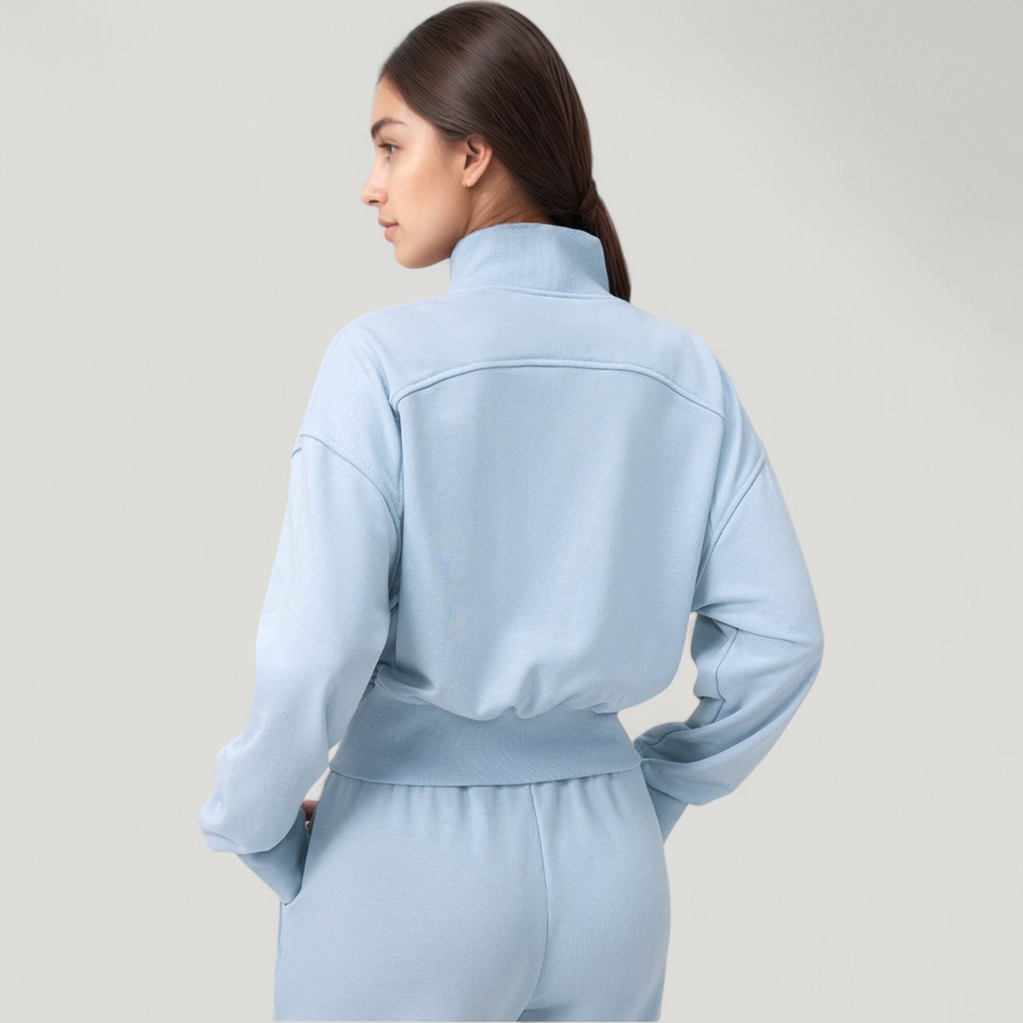 Anna-Kaci Active Women's Cropped Zip-Up Jacket with High Collar and Long Sleeves