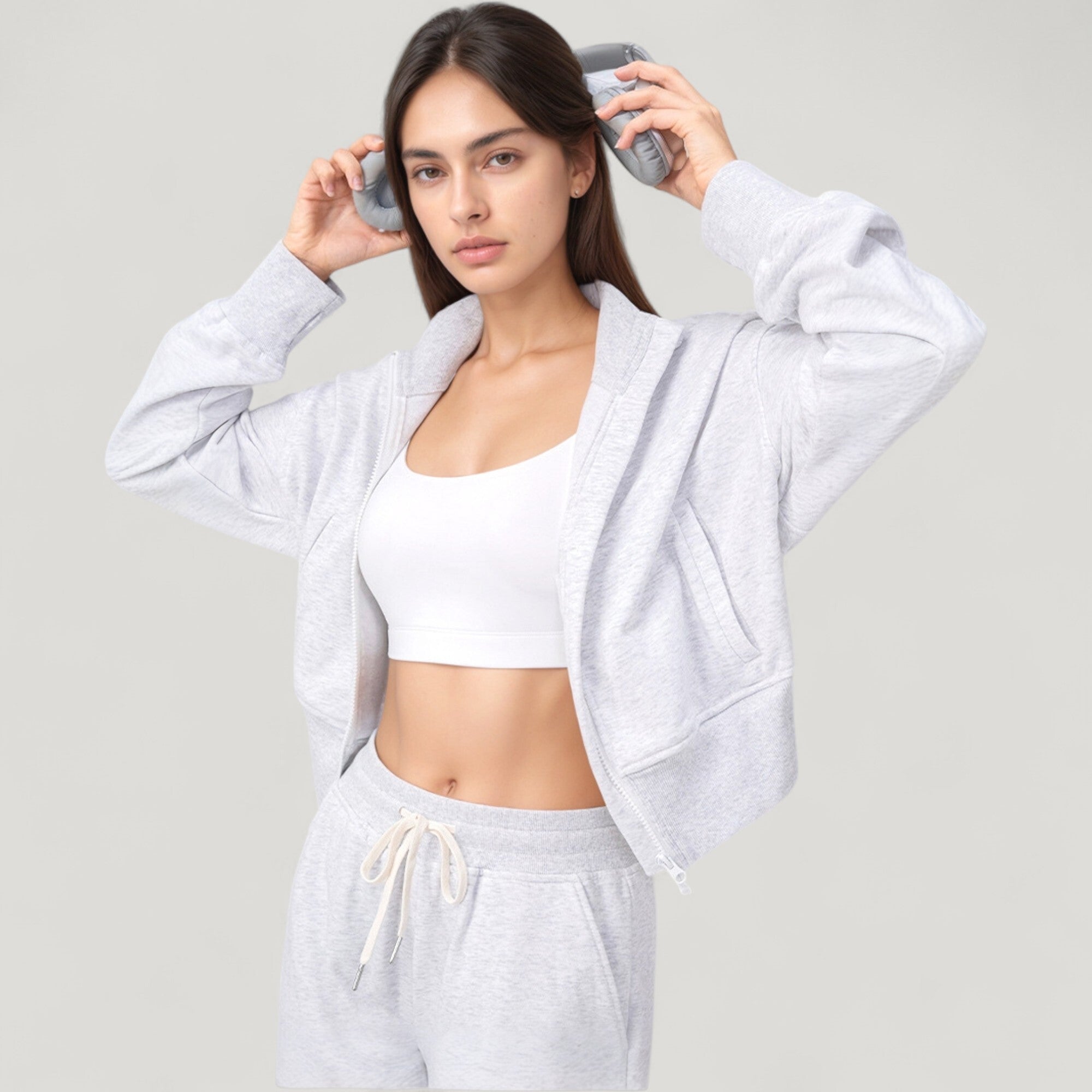 Anna-Kaci Active Women's Cropped Zip-Up Jacket with High Collar and Long Sleeves