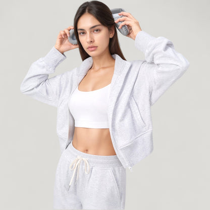 Anna-Kaci Active Women's Cropped Zip-Up Jacket with High Collar and Long Sleeves