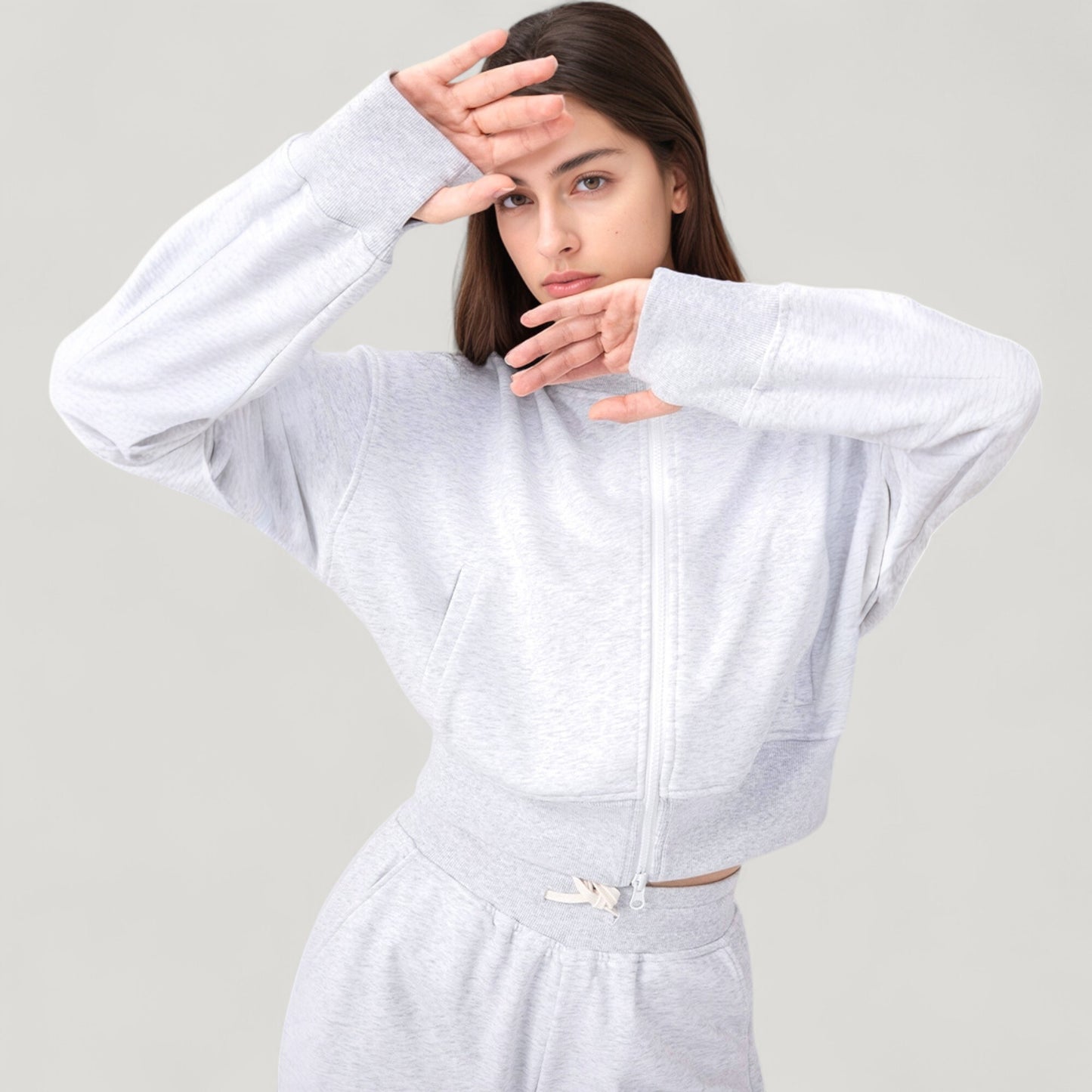 Anna-Kaci Active Women's Cropped Zip-Up Jacket with High Collar and Long Sleeves