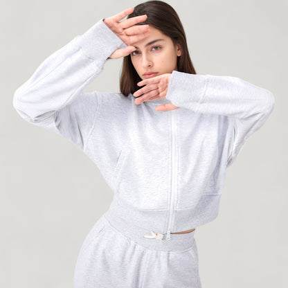 Anna-Kaci Active Women's Cropped Zip-Up Jacket with High Collar and Long Sleeves