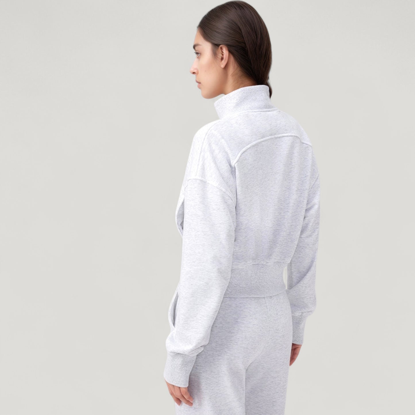 Anna-Kaci Active Women's Cropped Zip-Up Jacket with High Collar and Long Sleeves