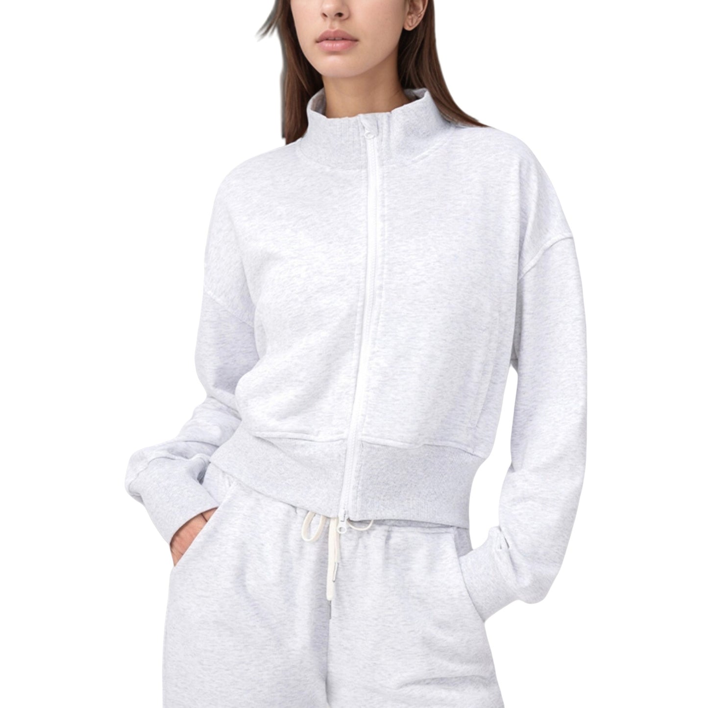 Anna-Kaci Active Women's Cropped Zip-Up Jacket with High Collar and Long Sleeves