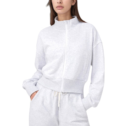 Anna-Kaci Active Women's Cropped Zip-Up Jacket with High Collar and Long Sleeves