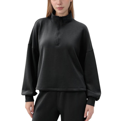 Anna-Kaci Active Women's Long Sleeve Half Zip Pullover Top with High Collar and Relaxed Fit
