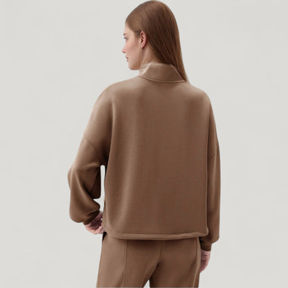Anna-Kaci Active Women's Long Sleeve Half Zip Pullover Top with High Collar and Relaxed Fit