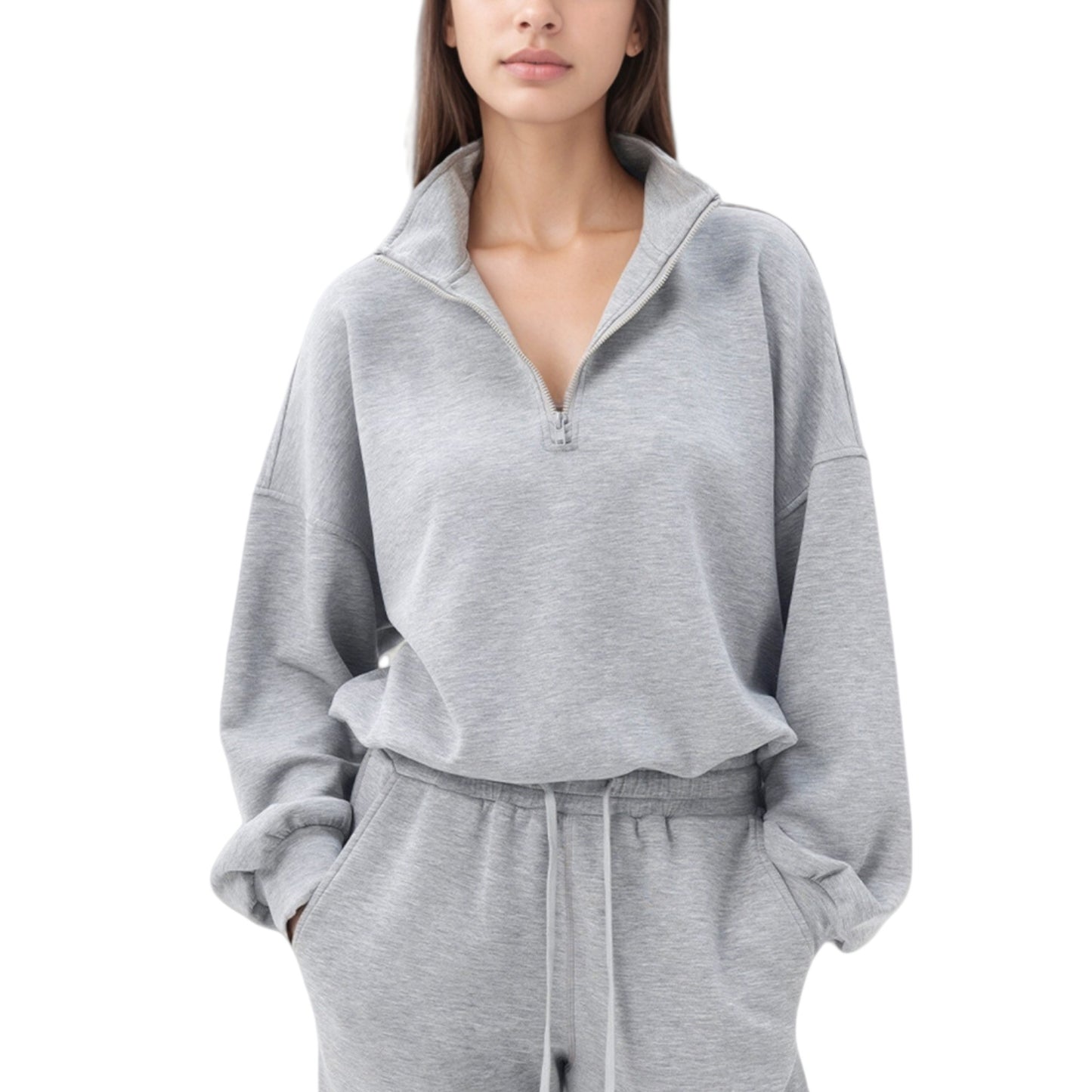 Anna-Kaci Active Women's Long Sleeve Half Zip Pullover Top with High Collar and Relaxed Fit