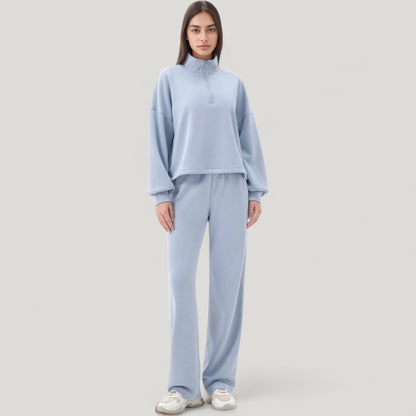 Anna-Kaci Active Women's Long Sleeve Half Zip Pullover Top with High Collar and Relaxed Fit