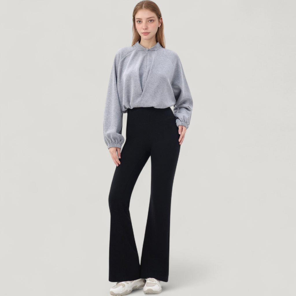Anna-Kaci Active Women's Long Sleeve Woven Lounge Top with Half Zip Front, Elastic Hem, and Relaxed Draped Fit