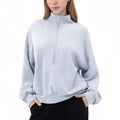 Anna-Kaci Active Women's Long Sleeve Woven Half Zip Pullover Top with Stand Collar and Elastic Cuffs