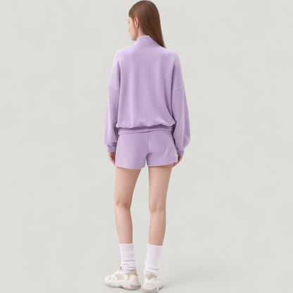 Anna-Kaci Active Women's Long Sleeve Woven Half Zip Pullover Top with Stand Collar and Elastic Cuffs
