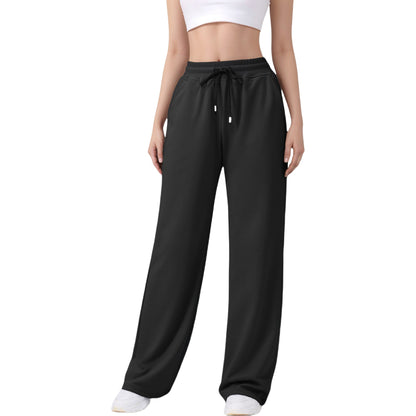 Anna-Kaci Active Women's Wide Leg Lounge Pants with Elastic Waistband and Adjustable Drawstring Closure