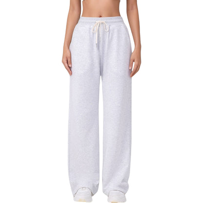 Anna-Kaci Active Women's Wide Leg Lounge Pants with Elastic Waistband and Adjustable Drawstring Closure