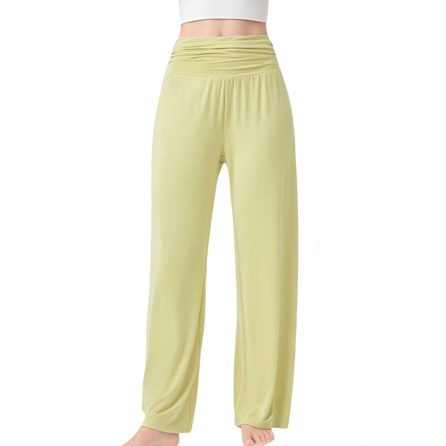 Anna-Kaci Active Women's Wide Leg Lounge Pants with Fold Over Waistband and Adjustable Drawstring Hem