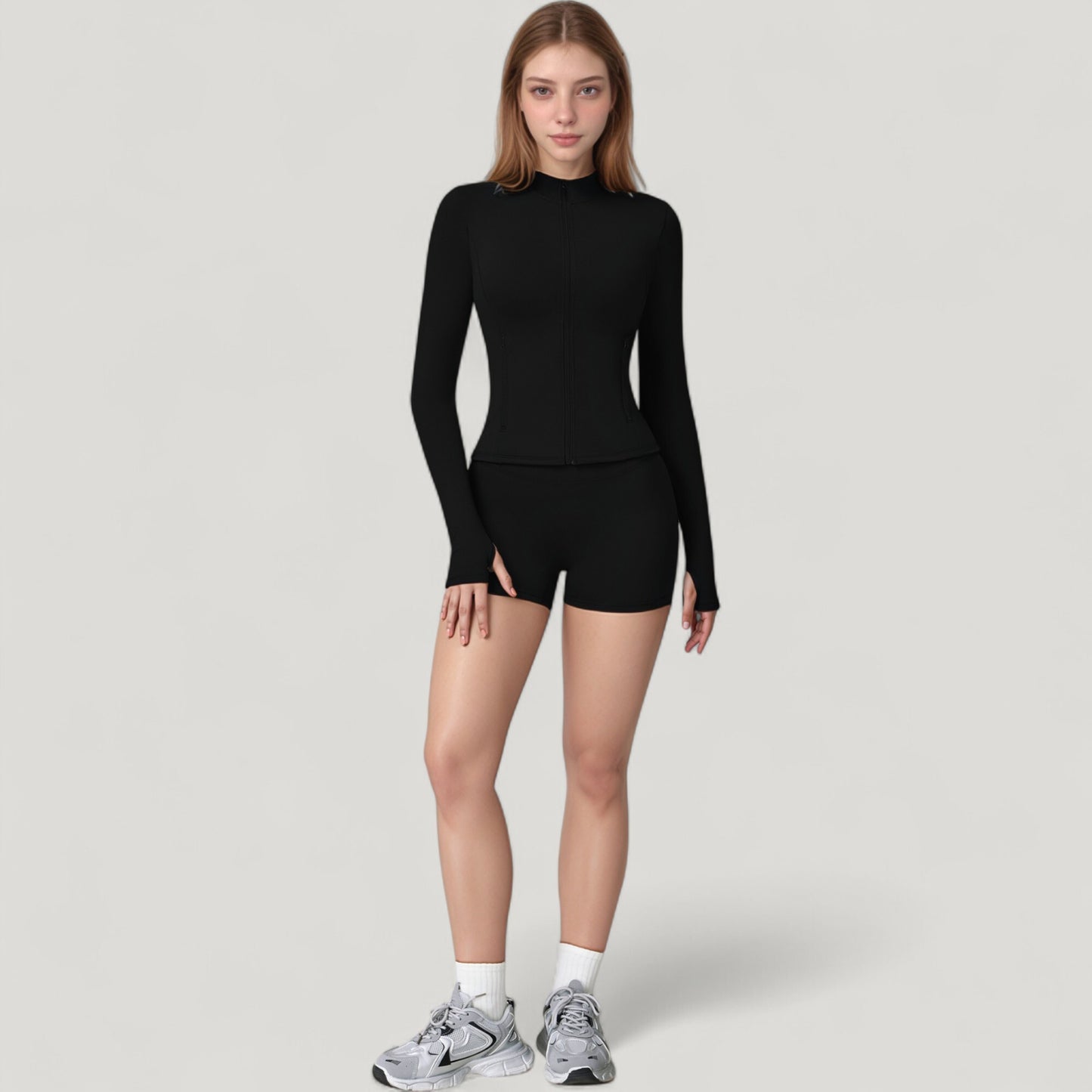 Anna-Kaci Active Women's Long Sleeve Zip-Up Athletic Jacket with Thumbholes and High Neckline