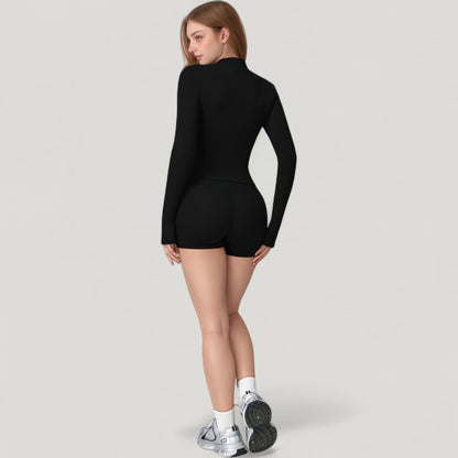 Anna-Kaci Active Women's Long Sleeve Zip-Up Athletic Jacket with Thumbholes and High Neckline