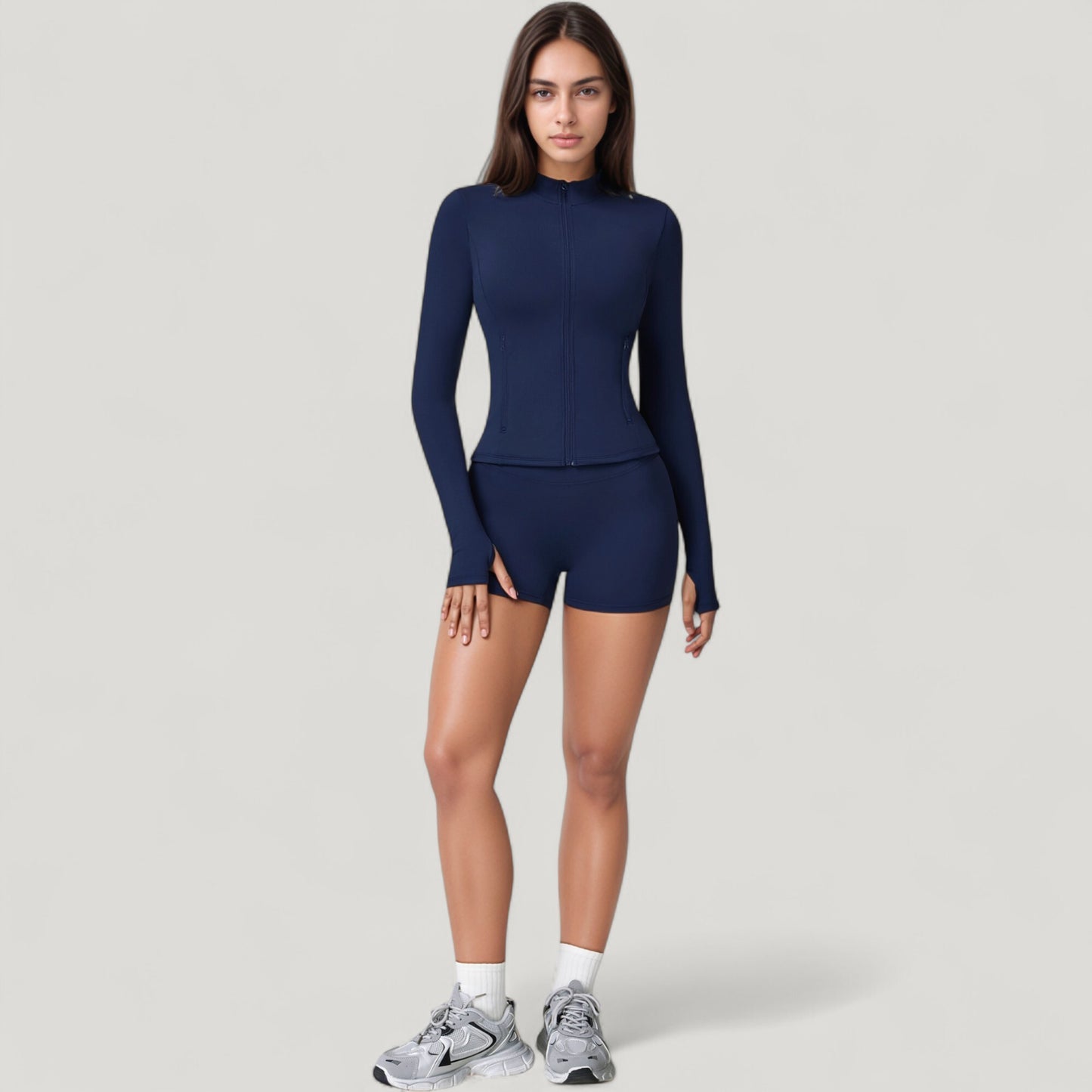 Anna-Kaci Active Women's Long Sleeve Zip-Up Athletic Jacket with Thumbholes and High Neckline